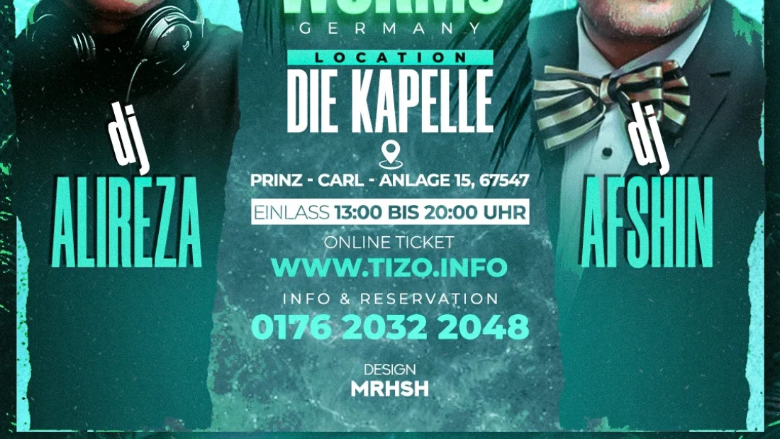 Family Summer Festival Party 21 juni 2026 in Worms with Dj Afshin, Dj Alireza and Dj Sommer at Die Kapelle Worms – Persian summer event with BBQ, outdoor area and VIP tables. germany deutschland